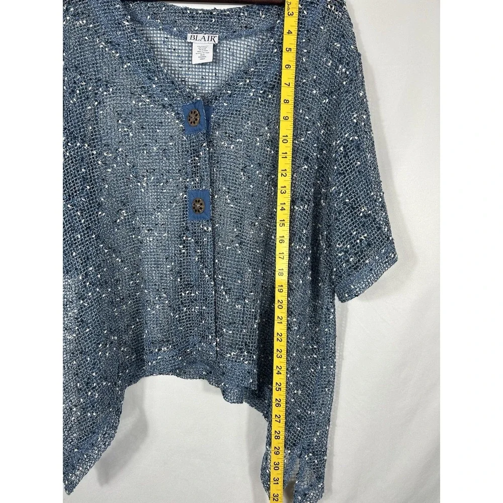 Blair Sheer Mesh Open‎ Knit Top Coconut Button Asymmetric Boho Art Beach Size XL